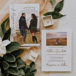Rustic Country Boots Arch Photo Wedding Invitation