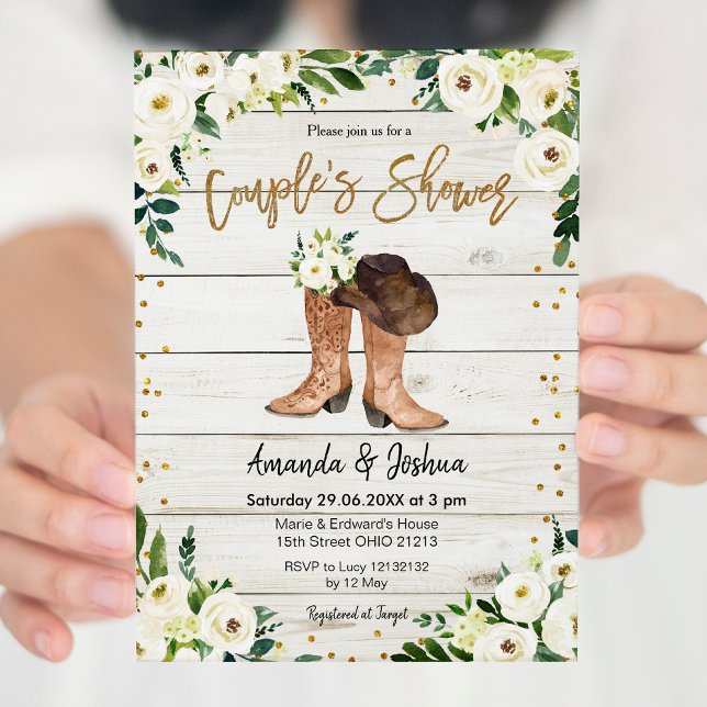 Rustic Country Boots Couple's Shower Invitation (Creator Uploaded)
