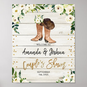 Rustic Country Boots Couple's Shower Welcome Sign