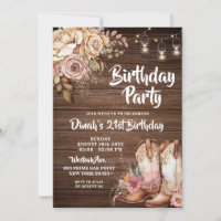 Rustic Country Boots Cowgirl Floral Birthday