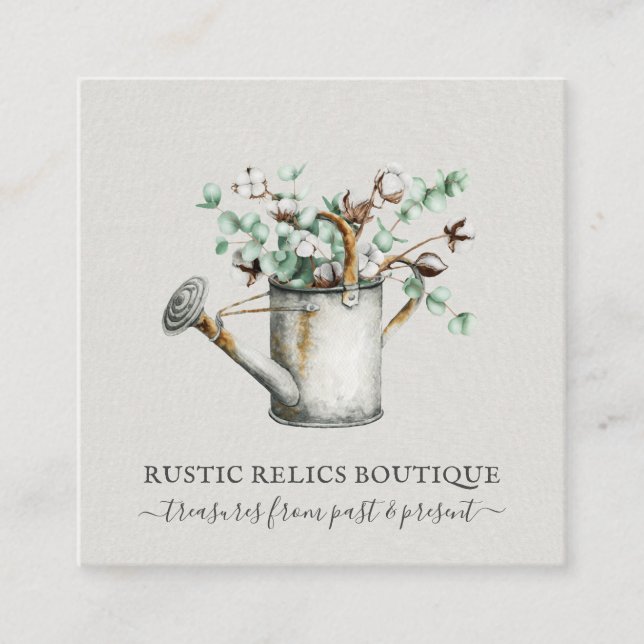 Rustic Country Boutique Square Business Card (Front)