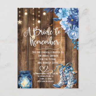 Rustic Country Bridal Shower Invitation Postcard