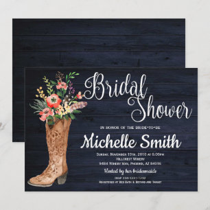 Rustic Country Bridal Western Blue Bridal Shower Invitation