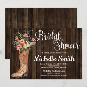 Rustic Country Bridal Western Floral Bridal Shower Invitation