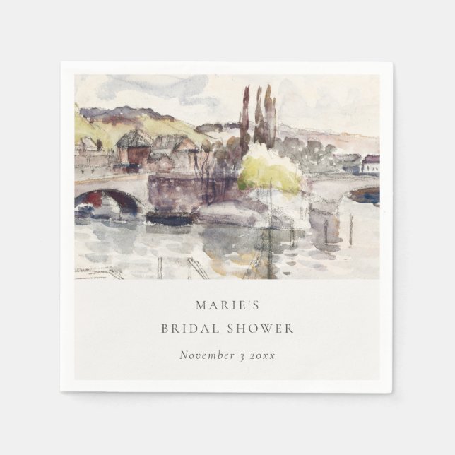 Rustic Country Bridge Riverside Bridal Shower Napkin (Front)