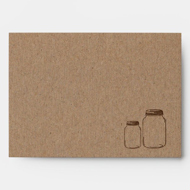Rustic | Country Brown Masonjars Wedding Envelope (Front)