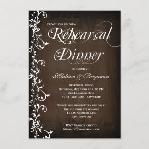 Rustic Country Brown Rehearsal Dinner Invitations