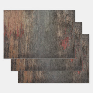 Rustic Country Brown Wood Grain Wrapping Paper Sheet