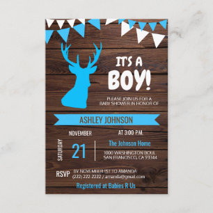Rustic Country Buck Deer BOY Baby Shower Invites