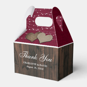 Rustic Country Burgundy Wedding Thank You Favour Box