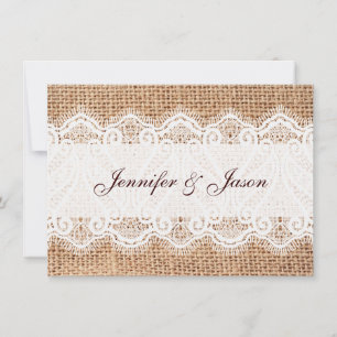 Rustic Country Burlap and Lace Wedding Invitations