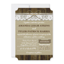 Rustic Country Burlap and Lace Wedding Invitations