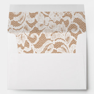 Rustic Country Burlap and Lace Wedding Lined Envelope