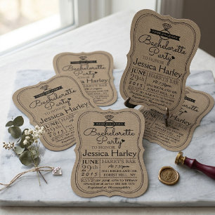 Rustic Country Burlap Bachelorette Party Invitation