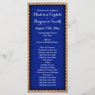 Rustic Country Burlap Blue Wedding Programs Programme