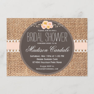 Rustic Country Burlap Bridal Shower Invitations