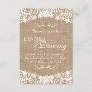 Rustic Country Burlap Lace Wedding Announcement