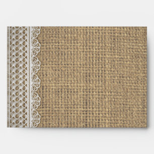 Rustic Country   Burlap Lace Wedding Envelopes