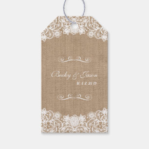 Rustic Country Burlap Lace Wedding Gift Tags