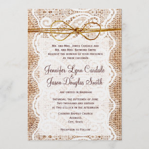 Rustic Country Burlap Lace Wedding Invitations