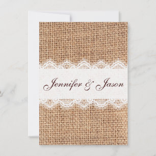 Rustic Country Burlap Lace Wedding Invitations