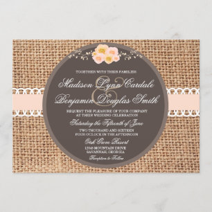 Rustic Country Burlap Lace Wedding Invitations
