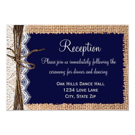 Rustic Country Burlap Lace Wedding Reception Cards