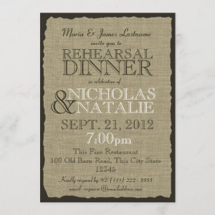 Rustic Country Burlap Rehearsal Dinner Invitation