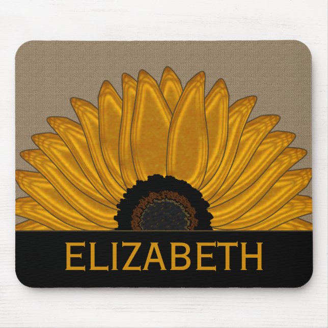 .Rustic Country Burlap Sunflower Wedding Favours Mouse Mat (Front)