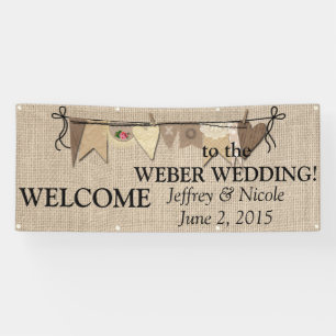 Rustic Country Burlap Wedding Banner