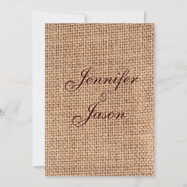 Rustic Country Burlap Wedding Invitations (Front)