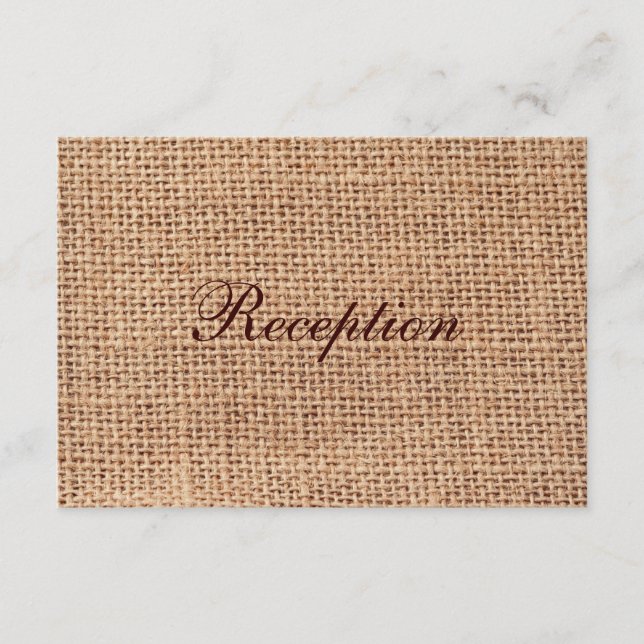 Rustic Country Burlap Wedding Reception Cards (Front)