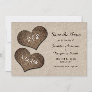 Rustic Country Burlap Wedding Save The Date Cards