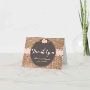 Rustic Country Burlap Wedding Thank You Cards