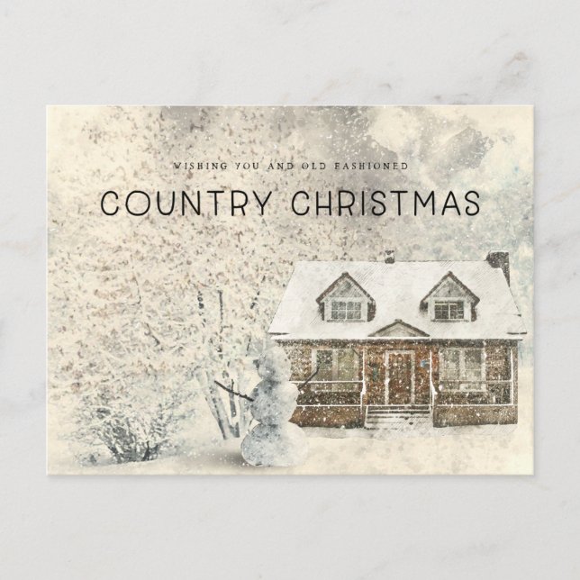 Rustic Country Cabin Christmas Name Postcard (Front)