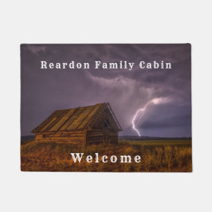 Rustic Country Cabin Lightning Clouds Doormat