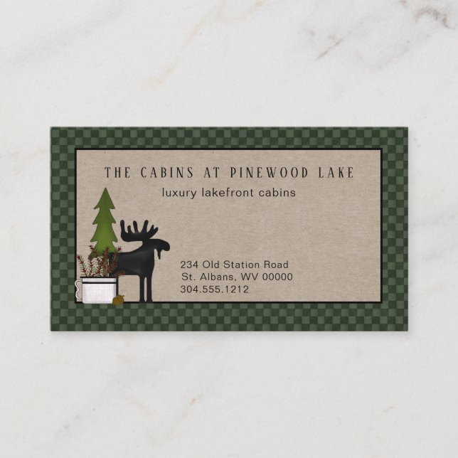 Rustic Country Cabin Lodge Business Card  (Front)