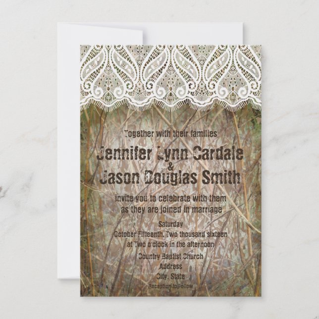 Rustic Country Camo Hunting Wedding Invitations (Front)