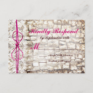 Rustic Country Camo Pink Bow Wedding RSVP