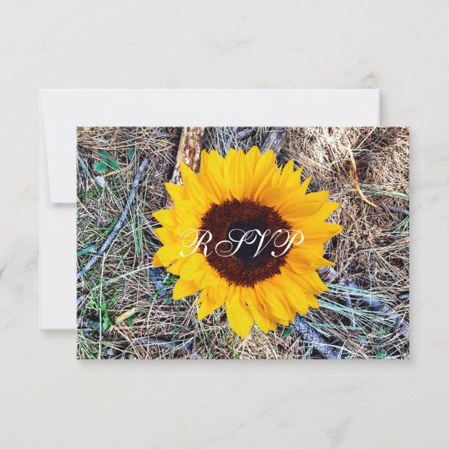 Rustic Country Camo Sunflower Wedding RSVP Cards (Front)