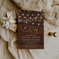 Rustic Country Carved Wood Heart Wedding