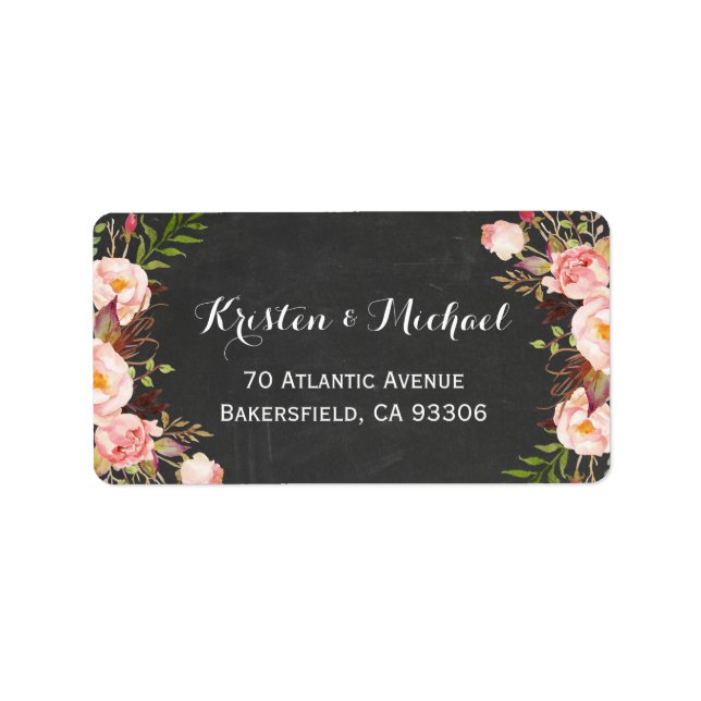 Rustic Country Chalkboard Beautiful Floral Label (Front)