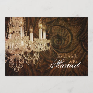 rustic country chandelier wedding Rehearsal Dinner Invitation