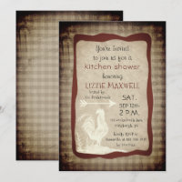 Rustic Country Check Rooster Kitchen Shower