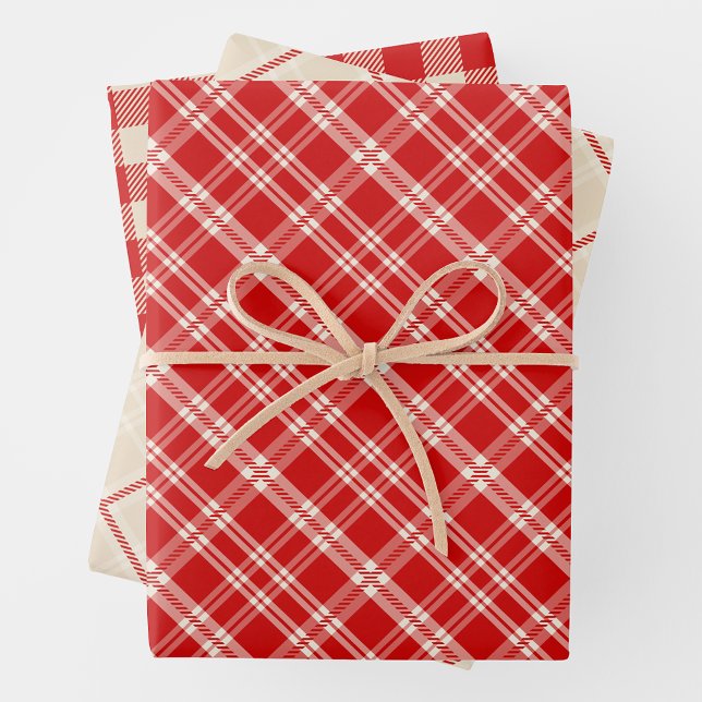 Rustic Country Chic Cream & Red Mixed Plaid Wrapping Paper Sheet (Rustic Country Chic Cream & Red Mixed Plaid Wrapping Paper Sheets)