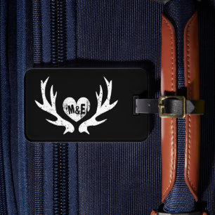 Rustic country chic deer antler travel luggage tag