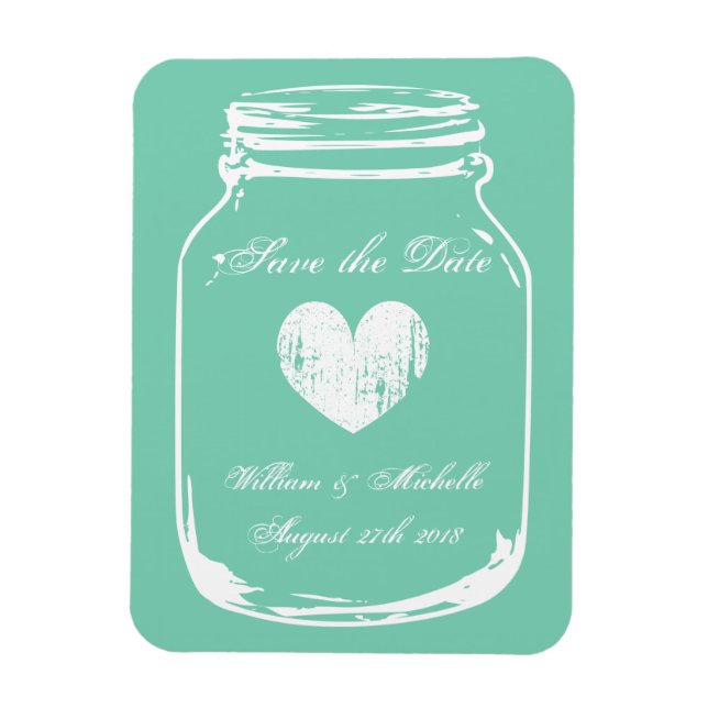 Rustic country chic mason jar Save the date magnet (Vertical)