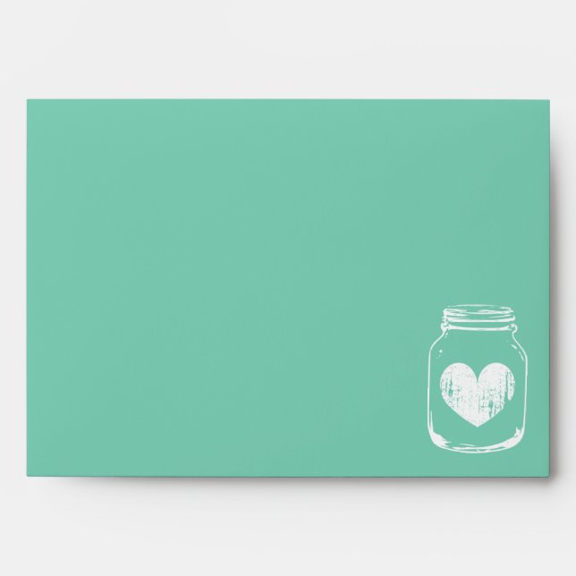 Rustic country chic mason jar wedding envelopes (Front)