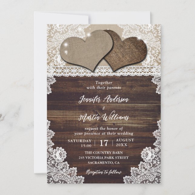Rustic Country Chic Wedding Invitation (Front)