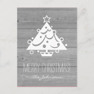 Rustic country chic wood panel Christmas card